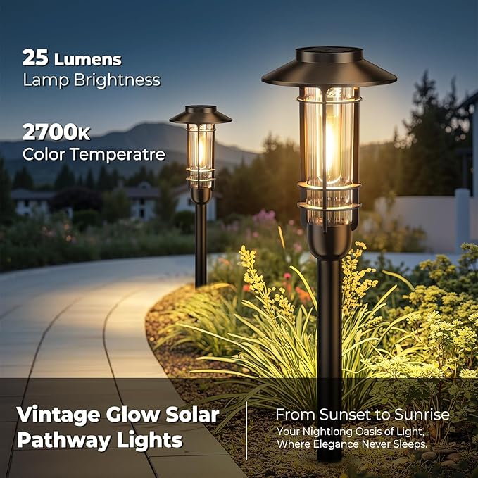 6-Pack Warm White Solar Path Lights, Outdoor Yard LED