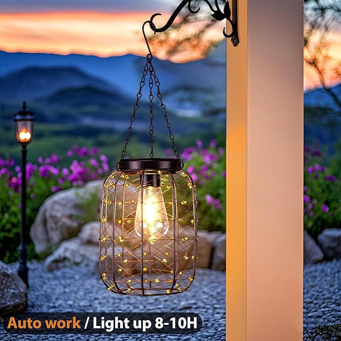 Backyard Solar Yard Lanterns, Rustic Waterproof LED