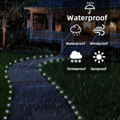 15 LED Solar Ground Lights Outdoor, Waterproof Solar Pathway Lights, LED Landscape Lighting for Garden, Patio, Driveway, Walkway - White