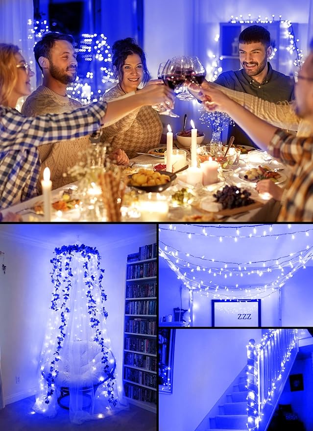 8ft Christmas LED String Lights, Waterproof Timer Lights