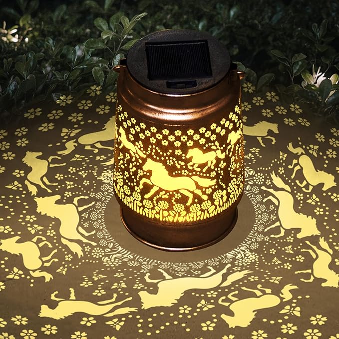 Horse Solar Lantern Set, Classic Patio Lighting