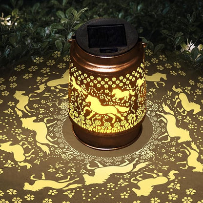 Horse Lover Solar Light Gift for Mom/Grandma/Women/Sister - Waterproof LED Mason Jar Hanging Lamp for Mother's Day - Outdoor Lantern Decor for Garden, Yard, Patio