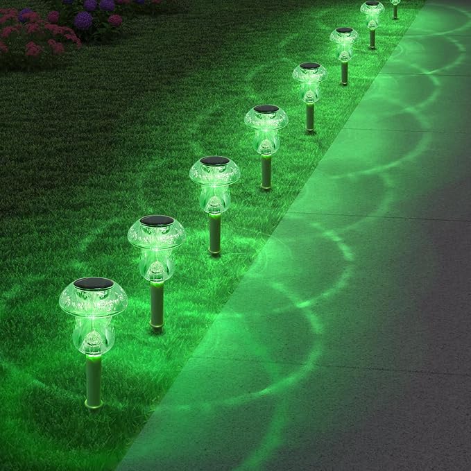 Green Solar Pathway Lights 8-Pack, Walkway LED