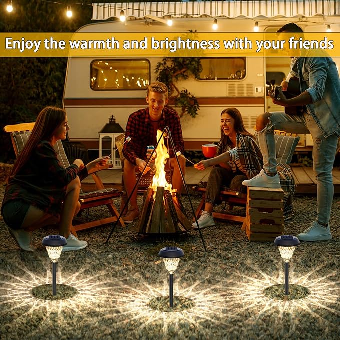 pearlstar Solar Lights Outdoor Garden Decor - 8 Pack 16inch Solar Pathway Lights for Outside, Waterproof Solar Powered Outdoor Garden Light for Yard, Landscape, Walkway, Patio
