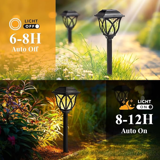 6-Pack Warm White Solar Path Lights, Outdoor Walkway LED