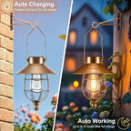 Solar Courtyard Lanterns 2-Pack, Porch Hanging LED Decor