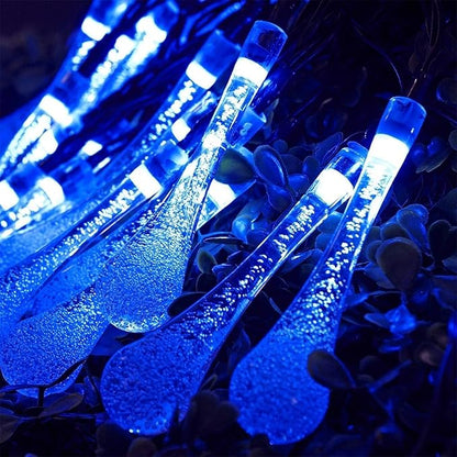 Solar String Light Outdoor Waterproof Solar Drop Lights,Water Drop Fairy Lights 13ft 20LEDs Solar Light with 8 Modes Solar Party Lights for Garden,Christmas Decorations (Blue)