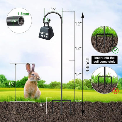Heavy-Duty Shepherd's Hooks 4-Pack, 48" Garden