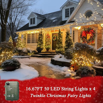 Pink String Lights Battery Powered, 4 Pack Total 66.6 FT 200 LED Valentines Day String Lights Indoor Outdoor Decoration, Twinkle Fairy Light for Valentine's Day Decorations