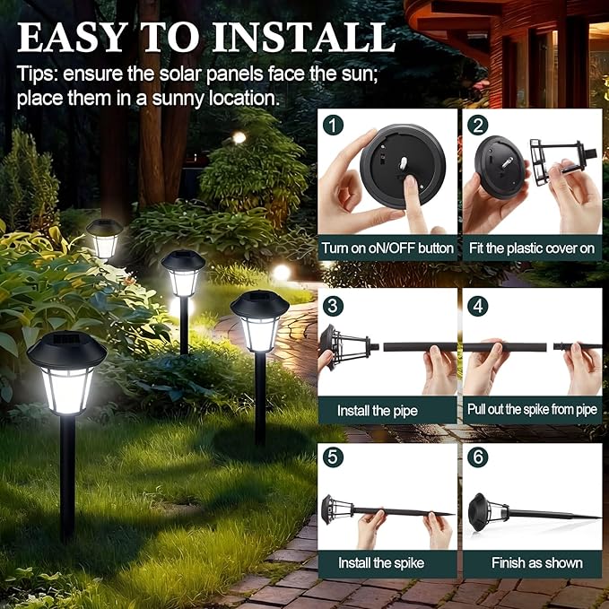 White Solar Pathway Lights 20-Pack, Walkway LED
