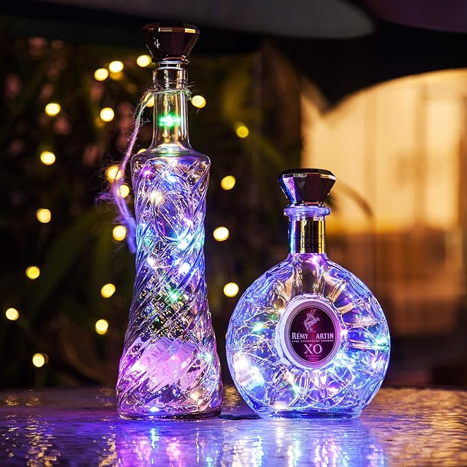 ANGMLN Solar Diamond Shaped Wine Bottle Cork Lights 10 Pack 20LED Solar String Fairy Lights Outdoor Waterproof for Wedding Holiday Garden Patio Pathway Bar Concert Outdoor Decorative (Multicolor)