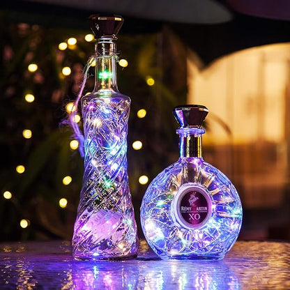 ANGMLN Solar Diamond Shaped Wine Bottle Cork Lights 10 Pack 20LED Solar String Fairy Lights Outdoor Waterproof for Wedding Holiday Garden Patio Pathway Bar Concert Outdoor Decorative (Multicolor)