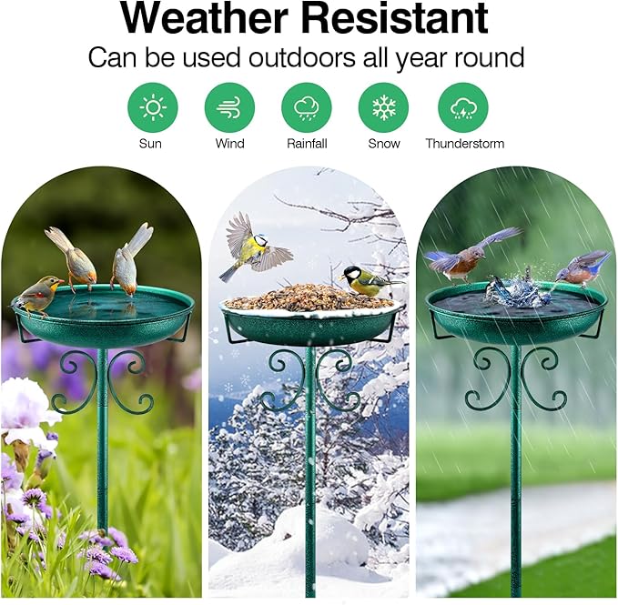 Freestanding Bird Bath, Heavy-Duty Metal