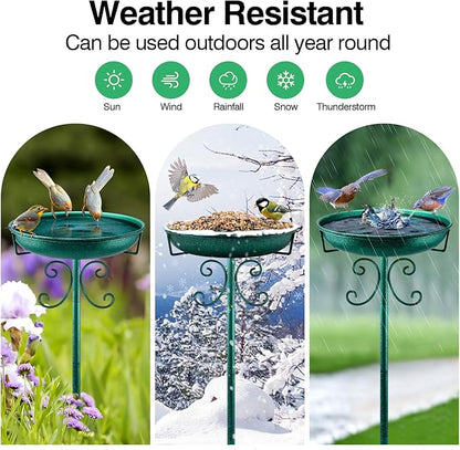 Freestanding Bird Bath, Heavy-Duty Metal