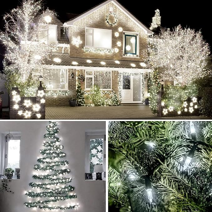 Christmas Patio String Lights 4-Pack, 17ft 50 LED Waterproof