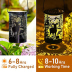 Deer Solar Backyard Lanterns, Metal Waterproof LED