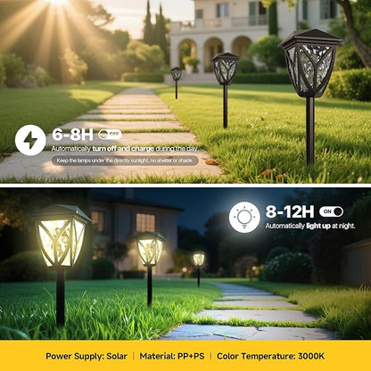 Ensenior Solar Lights Outdoor, 3000K LED Solar Garden Lights for Pathway Yard Patio Walkway Planter Walkway Landscape Lighting, IP65 Waterproof, Energy-Efficient Landscape Lighting, 8-Pack