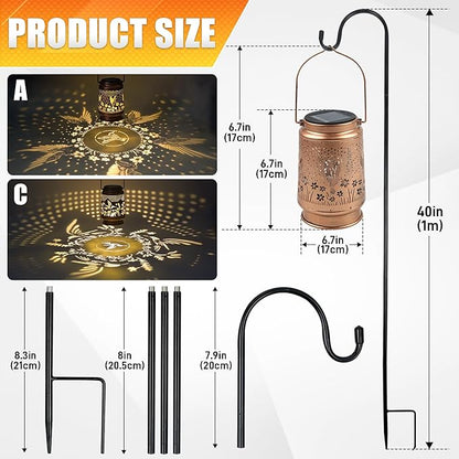 Hummingbird Solar Lantern 2 pcs - Hummingbird Solar Lights for Outside, Patio, Backyard, and Porch - Waterproof Hanging Lantern for Outside - Perfect Gifts for Women