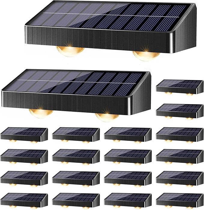 Brizled Solar Fence Lights, 20 Pack 3 Colors 6 Modes 250ml Outdoor Fence Solar Lights, IP65 Waterproof Outdoor Wall Light Landscape Lighting for Backyard Garden Patio Deck Railing Poolside