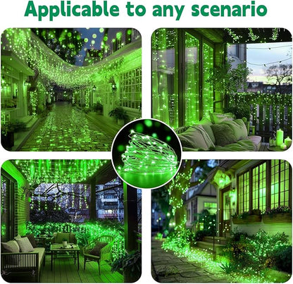 HXWEIYE Rechargeable Fairy Lights with Remote, 2 Pack 33ft 100LED Twinkle Lights with DIY Timer & Light Sensor, Waterproof Outdoor String Lights for Bedroom Patio Christmas Tree Decor, Green