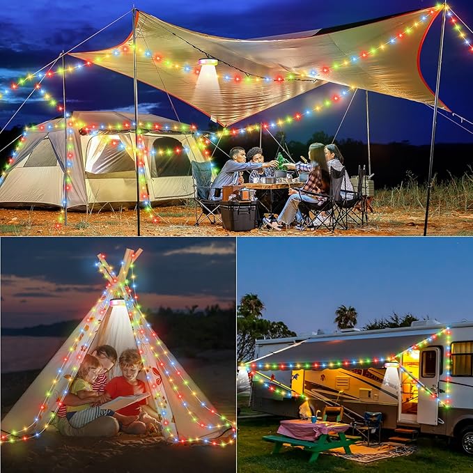 8ft Multicolor Outdoor Edison String Lights, Weatherproof