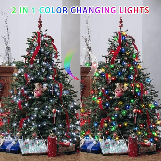 Christmas Porch String Lights 2-Pack, 66ft 200 LED Waterproof