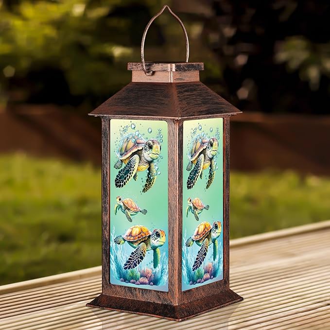 Outdoor Hanging Solar Lantern Waterproof Outside Turtle Pattern Landscape Lights for Porch Garden Yard Patio Pathway Decor Birthday Gifts for Women Mom Grandma