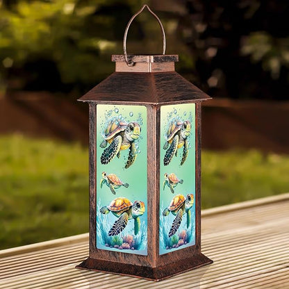 Outdoor Hanging Solar Lantern Waterproof Outside Turtle Pattern Landscape Lights for Porch Garden Yard Patio Pathway Decor Birthday Gifts for Women Mom Grandma
