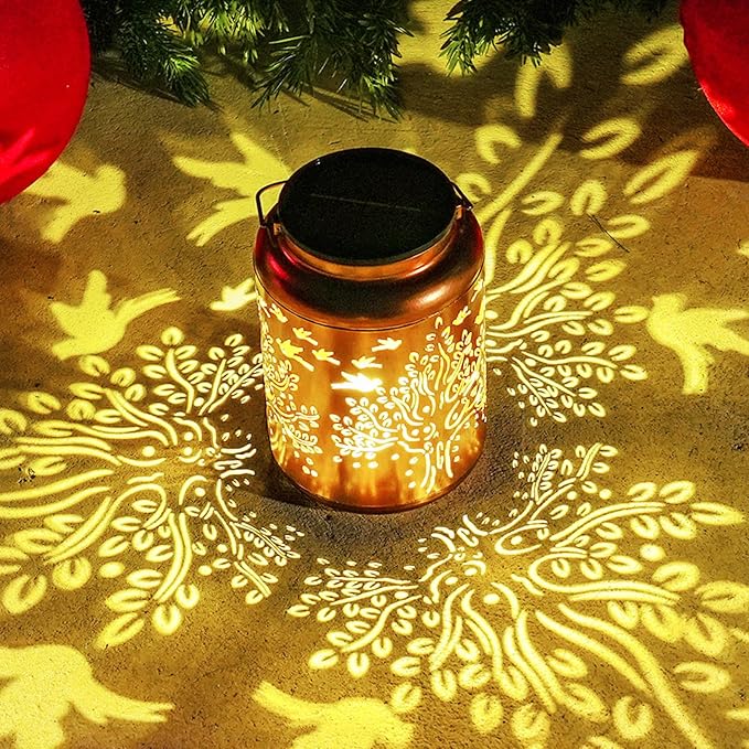 Tree of Life Solar Lanterns Outdoor Waterproof, 14.6'' Large Lamps, Upgraded 2000mAH Battery, Metal Christmas Gift, Birthday Gifts for Women Mom Grandma, Garden Yard Patio Lawn Pathway Decor