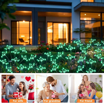 Solar Garden Lights 2 Pack Waterproof Solar Swaying Starburst Light Outdoor Lights for Yard Patio Walkway Pathway Party Wedding Christmas Decoration, Green