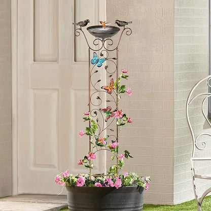 40" Metal Bird Bath, Vintage Outdoor Birdfeeder