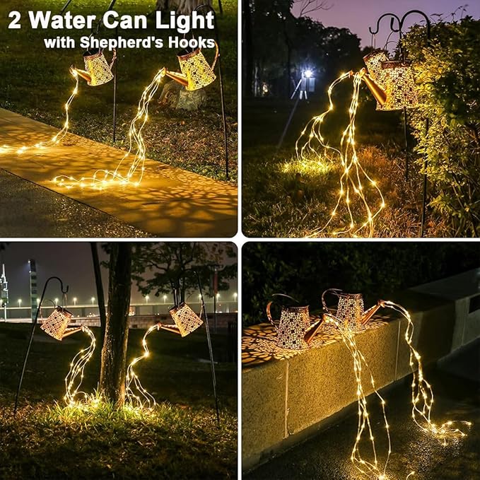 2-Pack Solar Watering Can Fairy Lights, LED