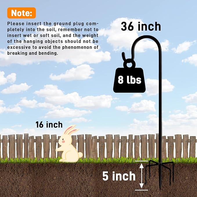 Heavy-Duty Shepherd's Hooks, 36" Garden