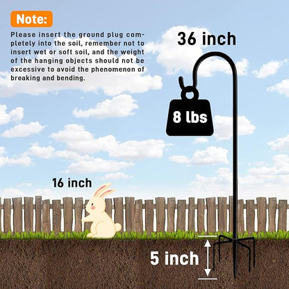 Heavy-Duty Shepherd's Hooks, 36" Garden