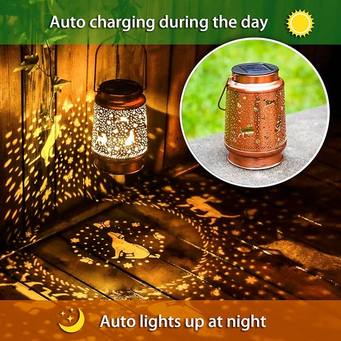 Dog Solar Porch Lanterns, Rustic Waterproof LED