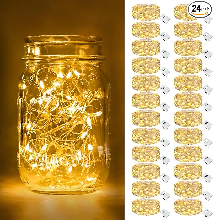 24-Pack Christmas String Lights, 7ft 20 LED Waterproof Twinkle Lights