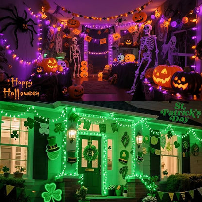 Green String Lights Battery Powered, 2 Pack Total 33 FT 100 LED Christmas String Lights for Indoor Outdoor Decoration, Twinkle Fairy Light for ST Patrick's Day Decorations