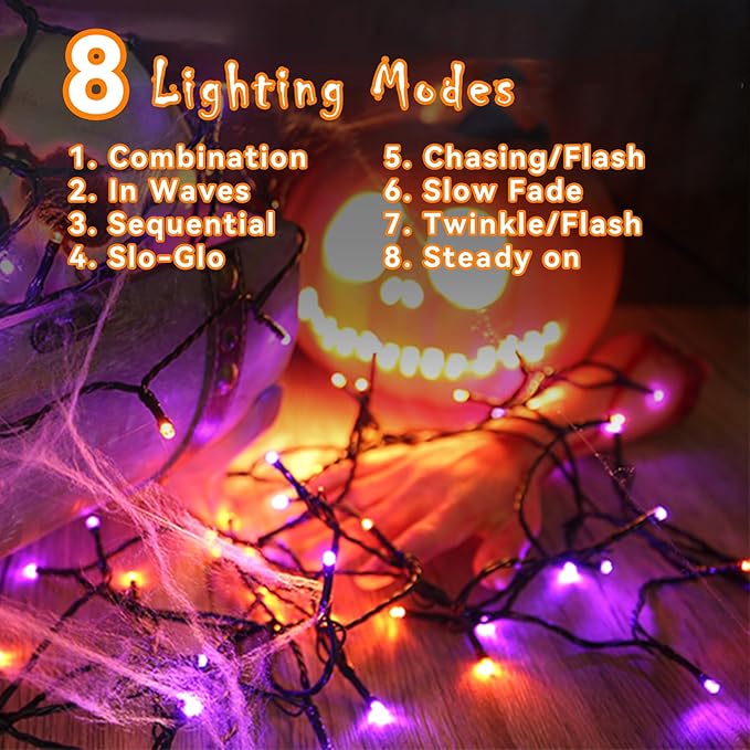 Halloween Fairy Lights, 33ft 100 LED Battery Twinkle Lights