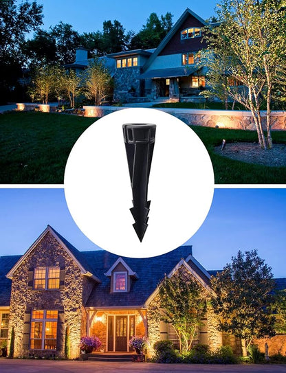 COLOER Landscape Lights 8 Inch In-Ground Stake Spikes Replacement 1/2" NPS Thread with Side Wire Way Medium Size, Heavy Duty Universal Slot Large Ground Post for Outdoor Garden Lights(2 Pack)