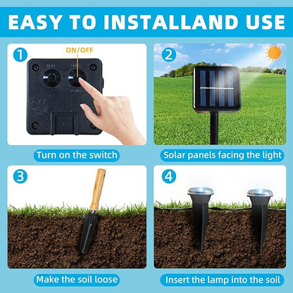 15 LED Solar Ground Lights Outdoor, Waterproof Solar Pathway Lights, LED Landscape Lighting for Garden, Patio, Driveway, Walkway - White