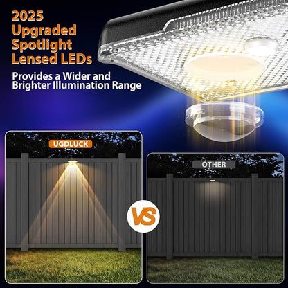 Solar Fence Lights Outdoor-3000/4000/6000K 3 Mode,IP65 Waterproof Solar Powered Lights Outdoor for Backyard/Patio/Fence/Wall/Deck/Step/Porch/Railings/Pool (12pack)