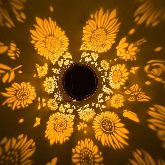 2 Pack Sunflower Solar Lantern Lights, Outdoor Lanterns Garden Decor, Hanging Solar Lantern for Backyard Porch Patio Table Yard Balcony Lawn Pathway, Gifts for Women Grandma Mom