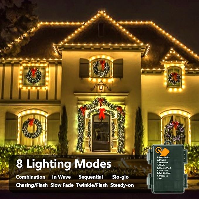 Christmas Backyard String Lights, 33ft 100 LED Waterproof