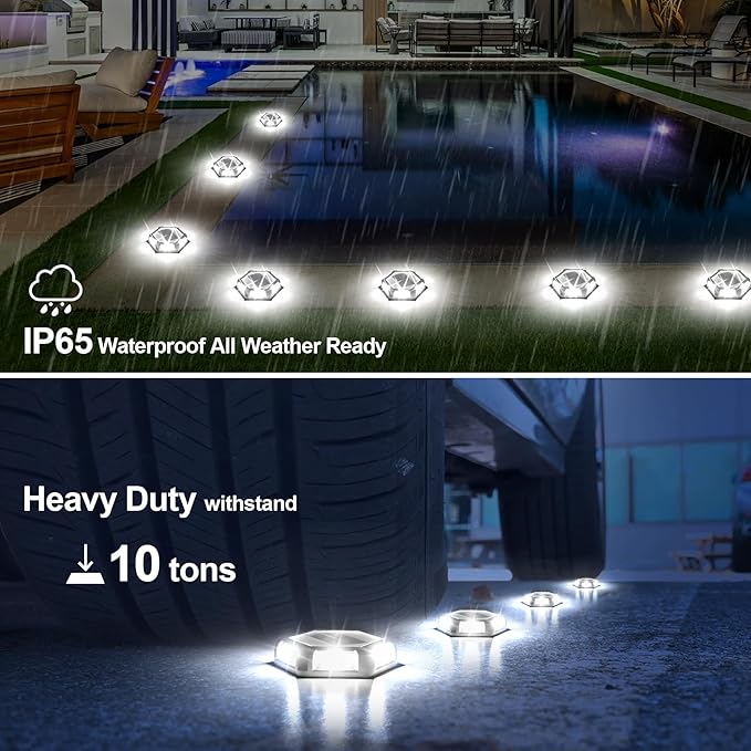 12-Pack White Solar Fence Lights, Outdoor LED