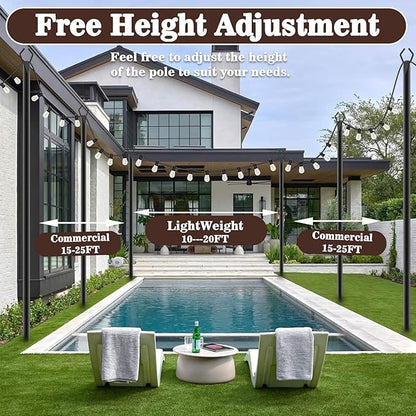 AILBTON 8 Pack 10Ft String Light Poles,Light Poles for Outside String Lights,Outdoor Light Poles with Fork,Metal Pole Stand for Patio,Backyard,Deck