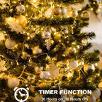 4-Pack 5ft Christmas LED String Lights, Waterproof Timer Lights