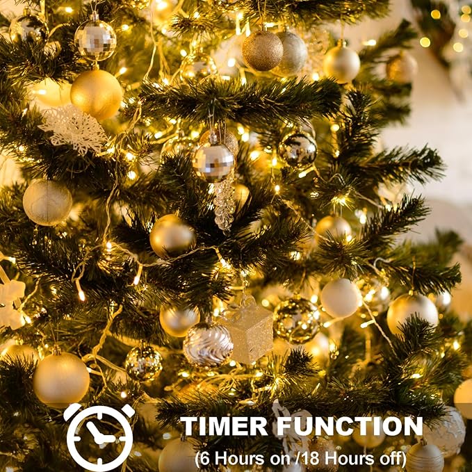 4-Pack 5ft Christmas LED String Lights, Waterproof Timer Lights
