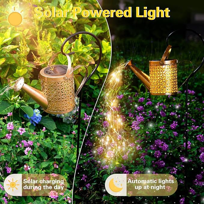 Solar Garden Light, Solar Watering Can Lights for Outside, Decorative Yard Light with Hook, Perfect Garden Gift for Mom Grandma Women