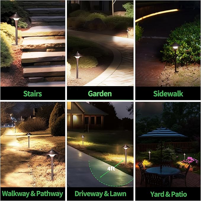 12-Pack Solar Landscape Lights for Driveway