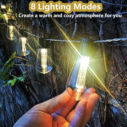 S14 LED Outdoor String Lights 6.7Ft 10 LED Edison String Lights with Remote Timer, Battery Operated Waterproof Outside Patio Lights String for Porch Deck Camping Garden Backyard Balcony Patio Decor